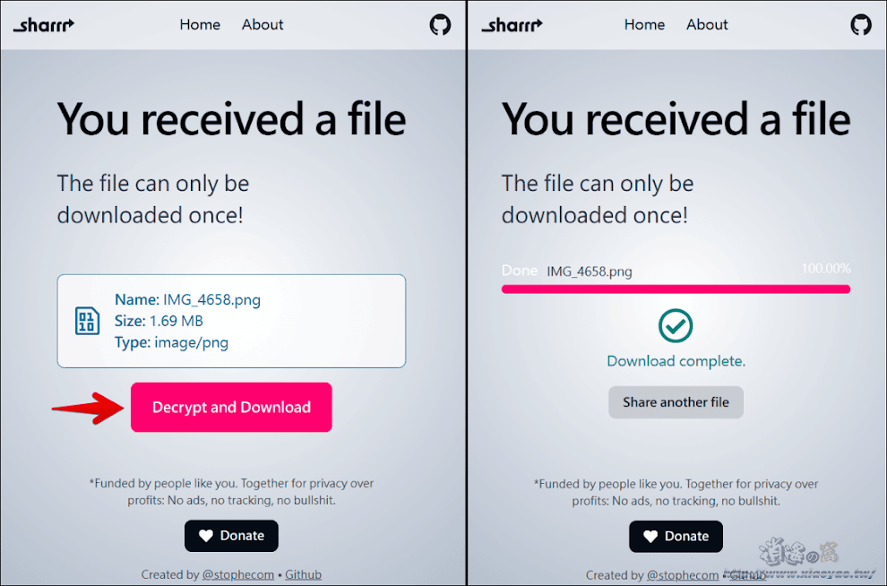 Sharrr 簡單安全的線上傳檔工具