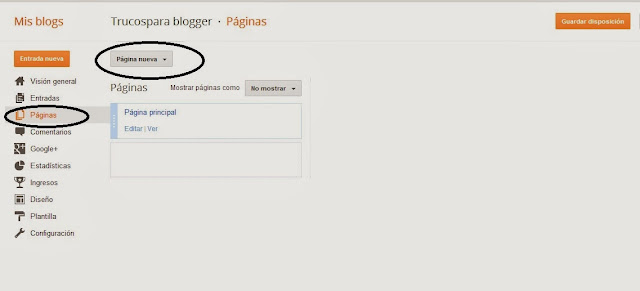 poner nuevas Pestañas en blogger