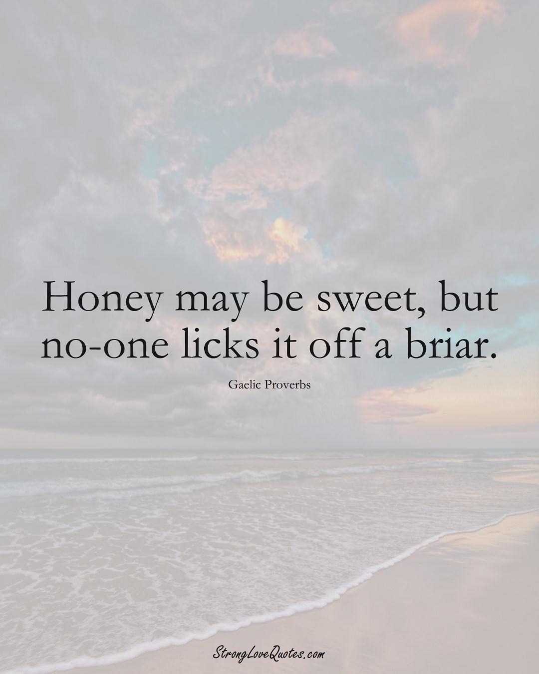 Honey may be sweet, but no-one licks it off a briar. (Gaelic Sayings);  #aVarietyofCulturesSayings