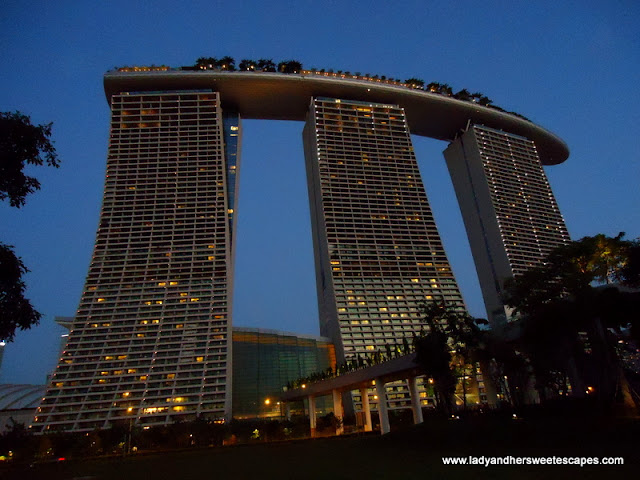 Marina Bay Sands Skypark dazzling in midnight blue sky