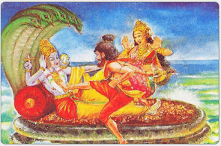 :- Bhrigu kicking Vishnu on his chest; Comic book illustration 
