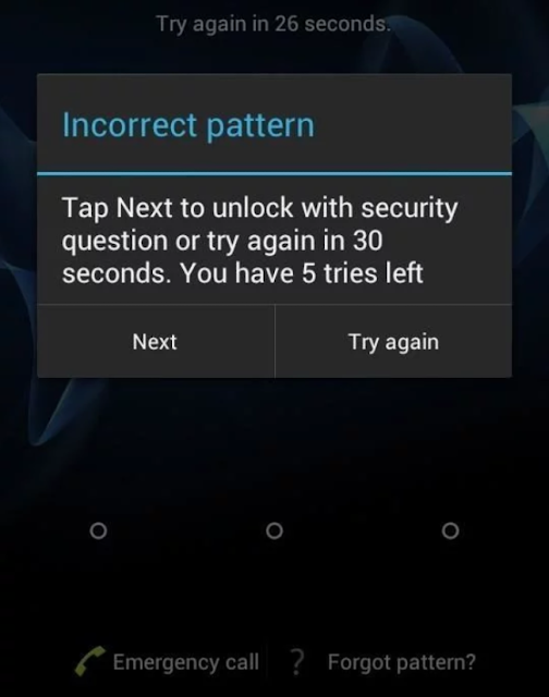 - نسيان رسم فتح القفل لهاتف الاندرويد 