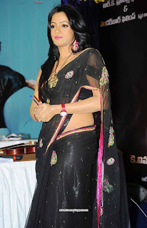 Udaya Bhanu hot black saree stills