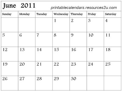 june 2011 blank calendar. Free 2011 Calendars with