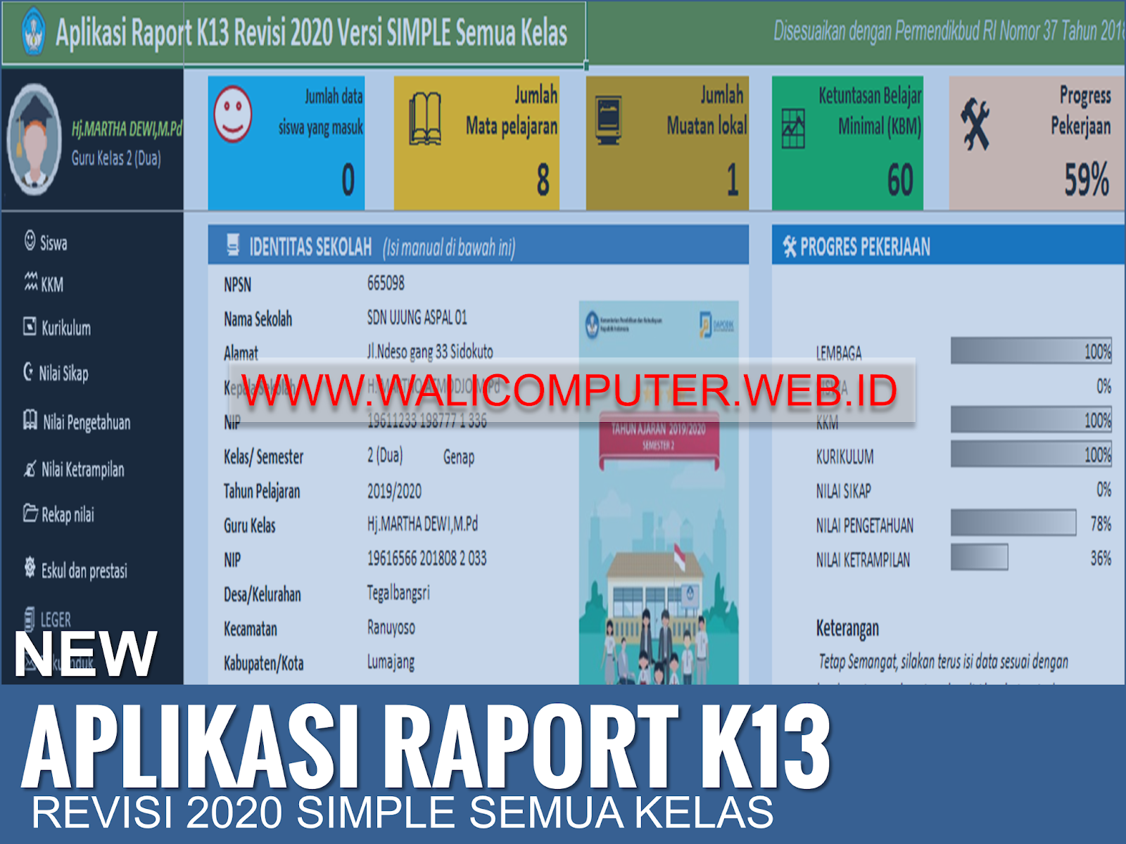 New Aplikasi Raport K13 Sd Revisi 2020 Simple Semua Kelas Wali Computer