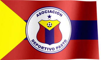The waving fan flag of Deportivo Pasto with the logo (Animated GIF)