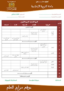 التوزيع السنوي لمادة التربية الإسلامية  للمستوى الثالث وفق المنهاج المنقح