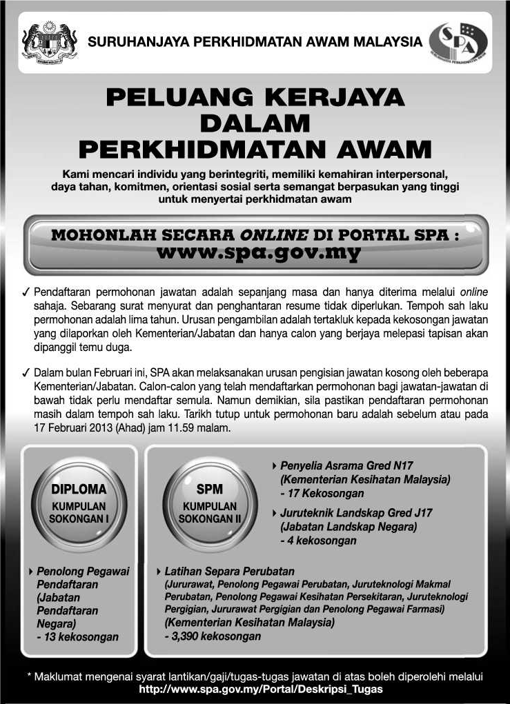 Vacancy Sarawak: Vacancy SPA.gov.my (3 + 1? Jawatan)