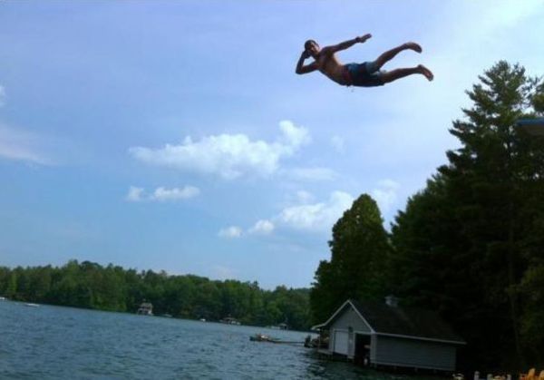 Funny Poses Above the Pool