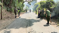 Kampanye Kebersihan Lingkungan, Kolonel Hudiono Libatkan Warga Bersihkan Jalan Raya Pacet
