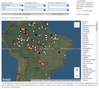 Atlas da Unesco das línguas em perigo no mundo - Brasil