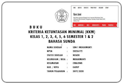 KKM Bahasa Sunda SD/MI Kelas 1, 2, 3, 4, 5, 6 Semester 1 dan 2 K 2013, https://gurujumi.blogspot.com/