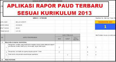 Aplikasi Rapor PAUD Kurikulum 2013 Semester 1 Tahun Pelajaran 2019/2020