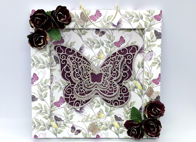 8x8 shadow box, Shadow box tutorial, Mariposa paper pad, 