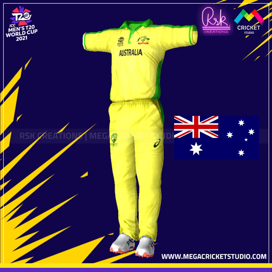 ICC T20 World Cup 2021 Australia HD Kit for EA Sports Cricket 07