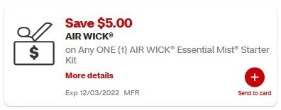 LOAD $5.00/1 Air Wick Essential Mist Starter Kit CVS APP ONLY MFR Digital Coupon (go to CVS App).