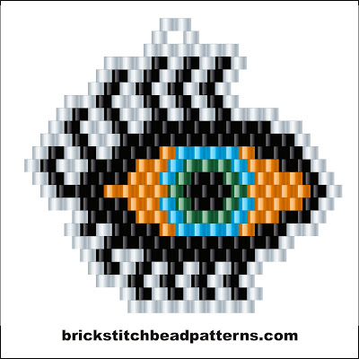 Click for a larger image of the Creepy Monster Eye Halloween brick stitch bead pattern color chart.