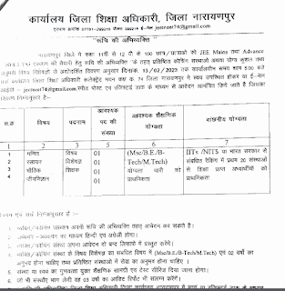 CG TEACHER BHARTI 2023 | छत्तीसगढ़ शिक्षा विभाग द्वारा परीक्षाओं की तैयारी करवाने के लिए शिक्षकों की भर्ती हेतु वेकेंसी