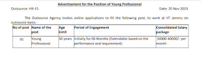IIT Jammu YP Recruitment 2023