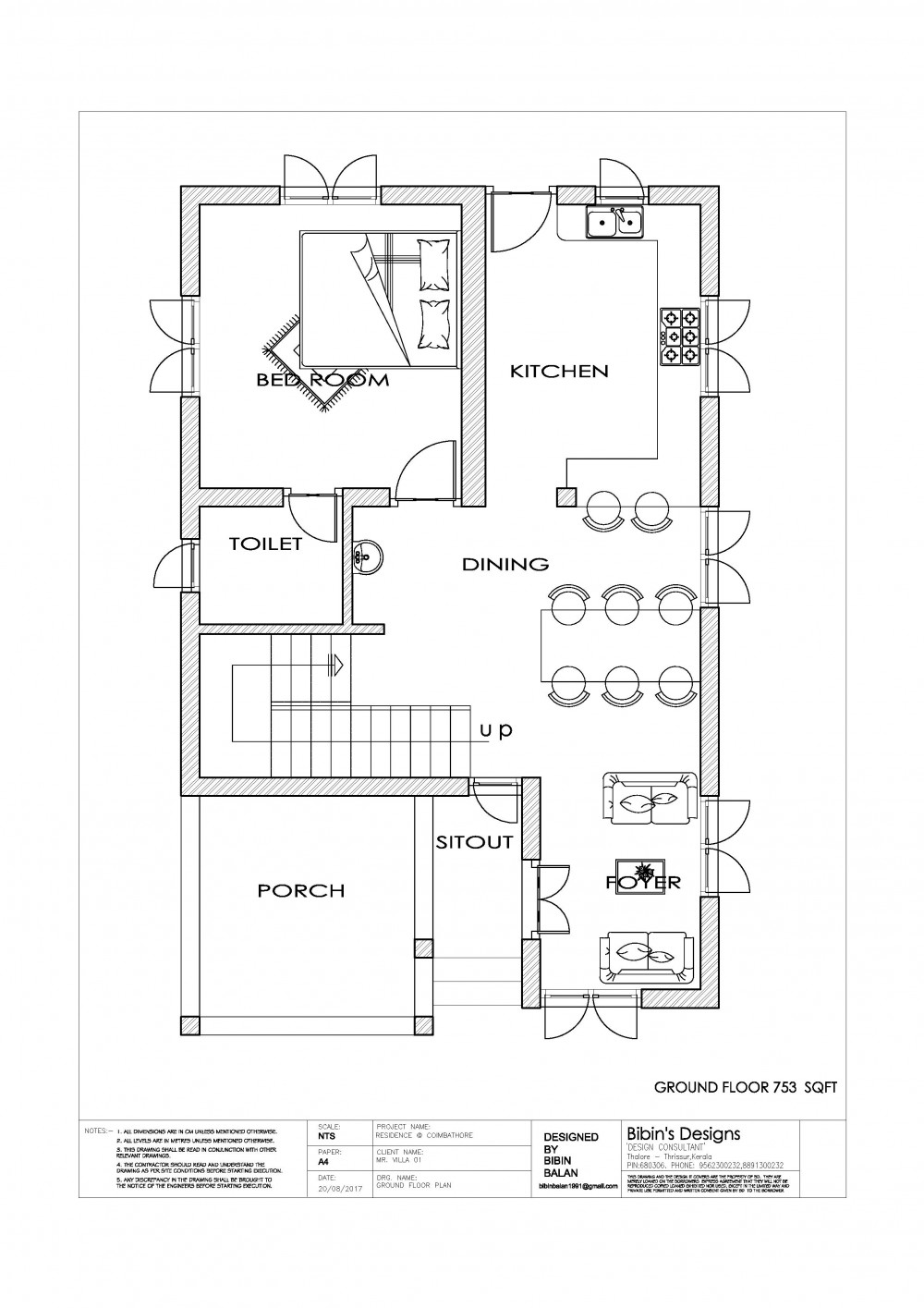  Free  Kerala 1131 sq ft 2 Bedroom Simple  House  Plan 