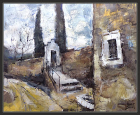 LES IRLES-PINTURA-RIUDECOLS-CEMENTIRI-PAISATGES-POBLES-MUNICIPIS-BAIX CAMP-TARRAGONA-CATALUNYA-QUADRES-PINTOR-ERNEST DESCALS