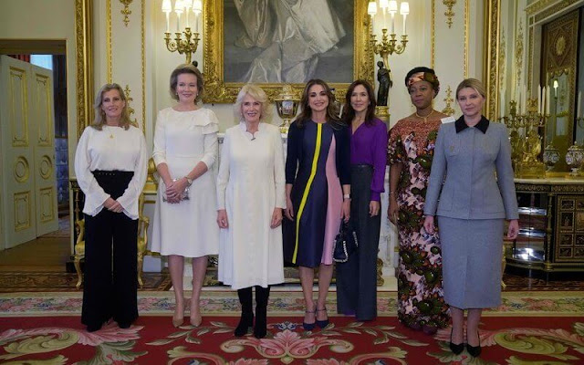 Queen Mathilde, Queen Rania, Crown Princess Mary, the Countess of Wessex, First Lady Olena Zelenska and First Lady Fatima Maada Bio