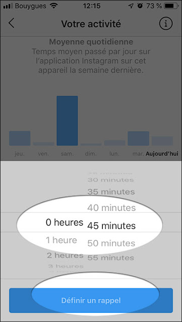 تعيين تذكير Définir un rappel على انستاغرام