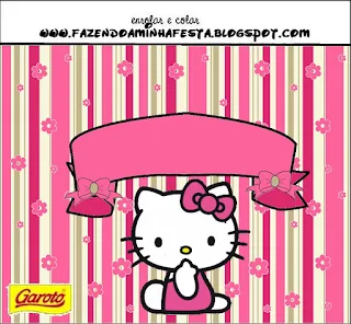 Hello Kitty with Flowers, Free Printable Candy Bar Labels