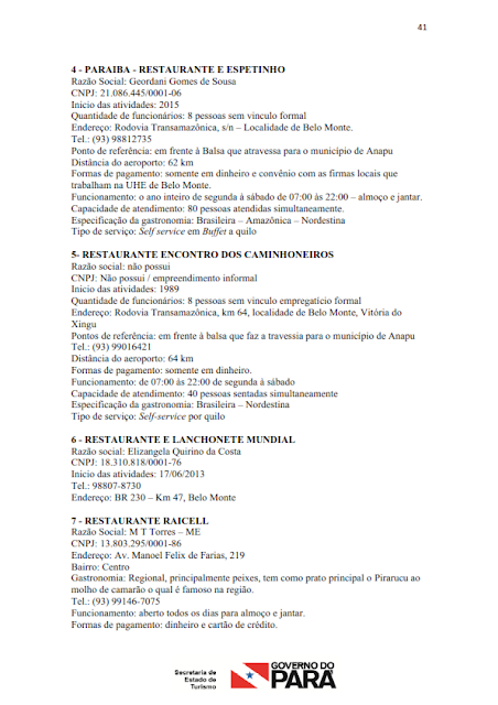 INVENTÁRIO DA OFERTA TURÍSTICA DO MUNICÍPIO DE VITÓRIA DO XINGU - 2015 - Pará - Brasil