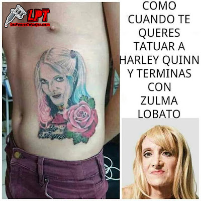 Memes de tattoos : Tatuaje de Harley Quinn travesti