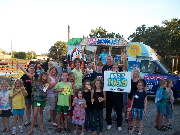 Kona Ice and the local radio station Spirit 105.9 traveled throughout the Austin area, doing a remote broadcast from many different VBS events. Though this was not strictly speaking an Awana event, it involved the same kids and the same volunteers, so why not? :-)