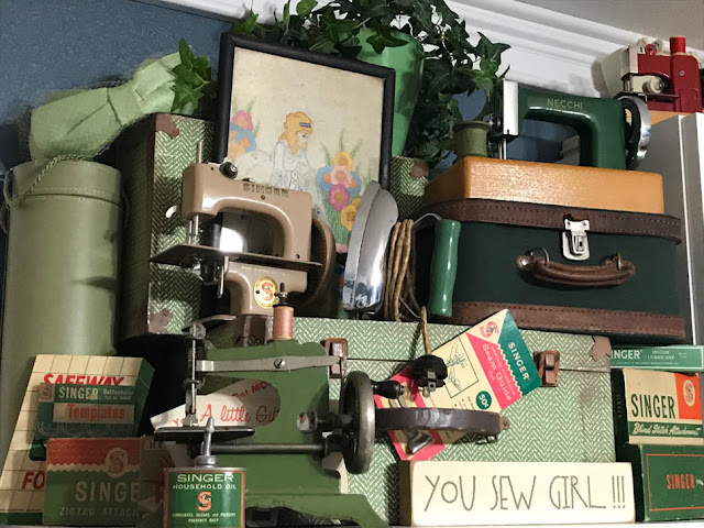 Vintage Toy Sewing Machines & Notions in Thistle Thicket Studio. www.thistlethicketstudio.com