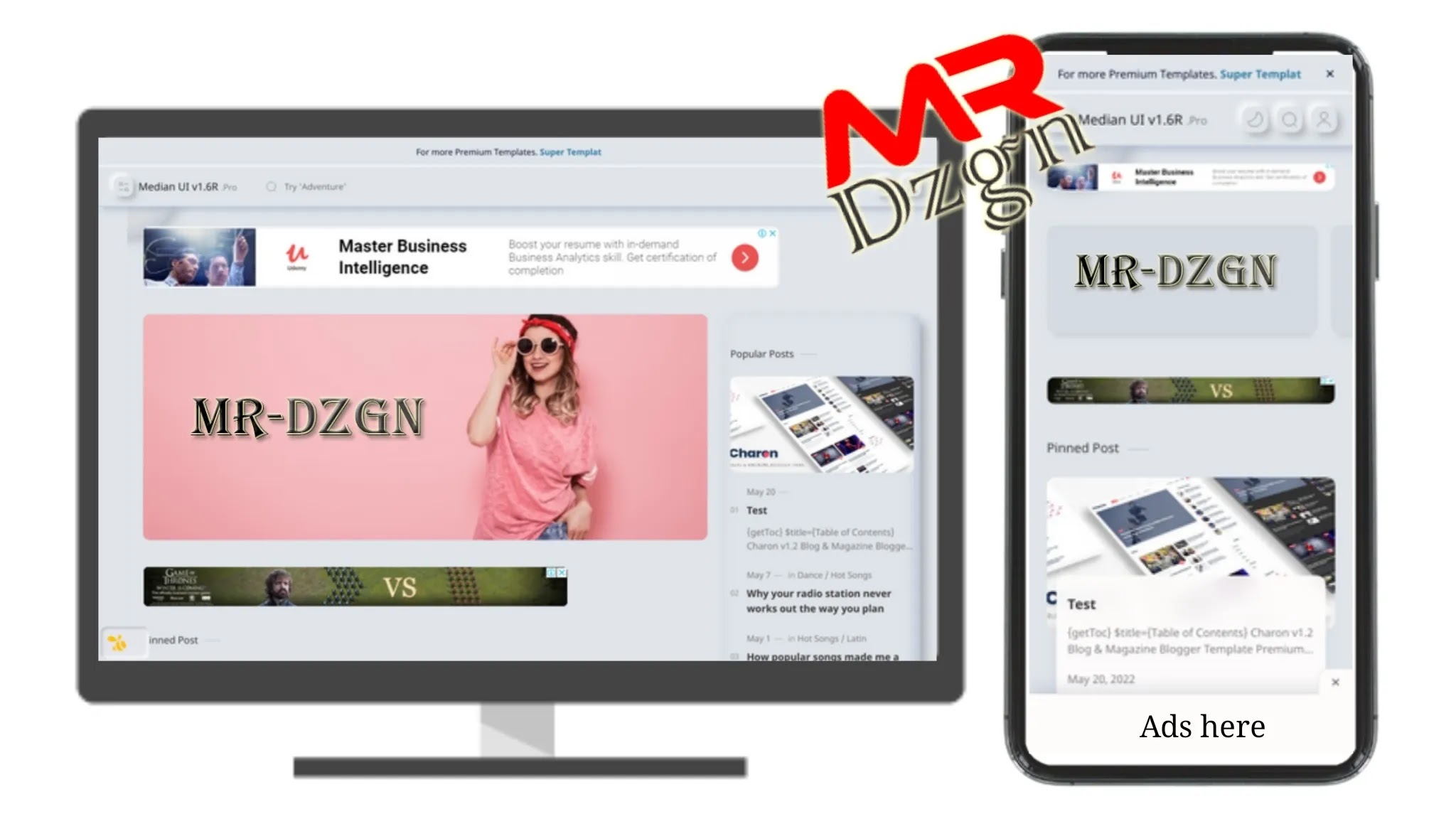 Download Median UI v1.6 Redesign  template blogger