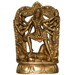 DronaCraft Maa Kali Ten Handed Brass Statue 