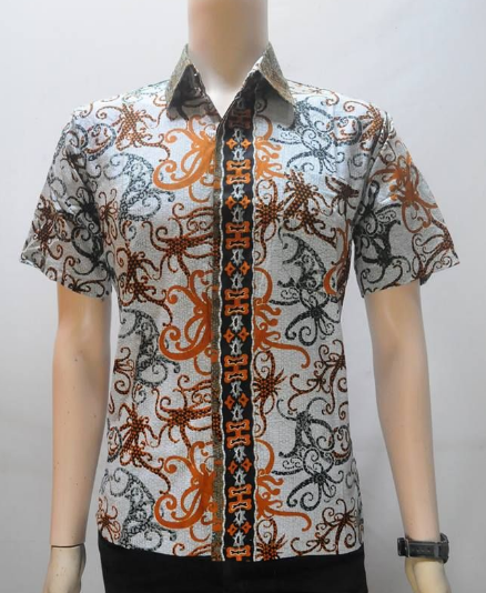  BusanaMuslim Model  model  Baju  Batik Pria  Lengan Pendek 