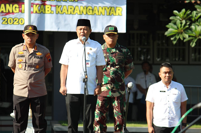 KodimKaranganyar – Apel Gelar Pasukan Kesiapan Pengamanan Pilkades Serentak Gelombang III Kabupaten Karanganyar