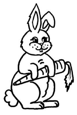 Mewarnai Gambar Sketsa Kelinci Makan Wortel Warna Hitam Putih Bagus untuk Diwarnai Anak TK atau SD_Rabbit eating carrots coloring pages for kids_ Los conejos de la imagen comían zanahorias