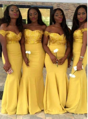 New Yellow Mermaid Bridesmaid Dresses