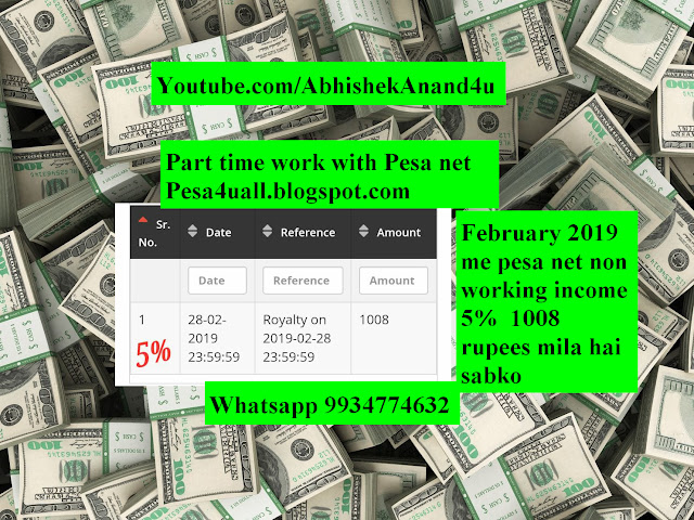  Pesa Net February 2019 Non working income 5 Percent ke roop me sabko 1008 rupees mila hai | pesa net non working income 5 percent February 2019 | Pesa net ka non working income payment proof february 2019