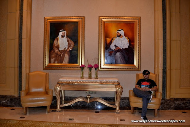 portraits of the Rulers of United Arab Emirates inside Abu Dhabi's Emirates Palace