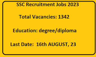 SSC Recruitment Jobs 2023 - 1342 Jr Engineer Post