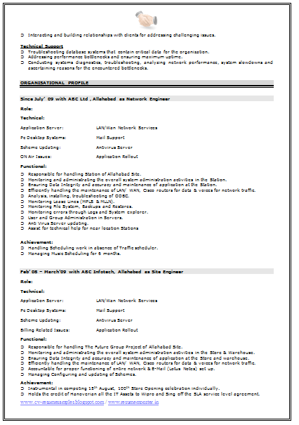 Resume Format Network Administrator Doc - Berita Unik 