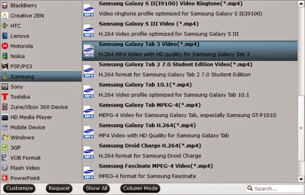 Galaxy Tab Pro 12.2 Video Format