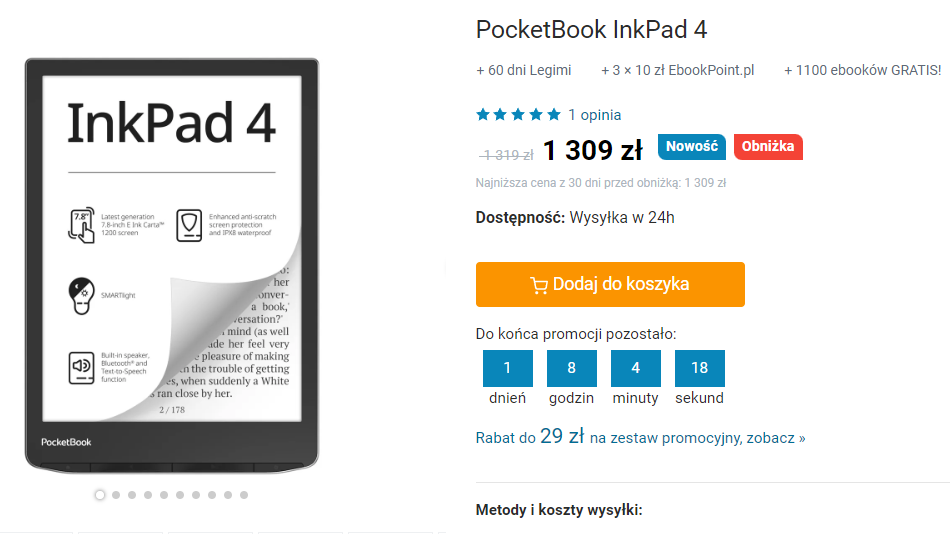 PocketBook InkPad 4 w sklepie z czytnikami czytio.pl