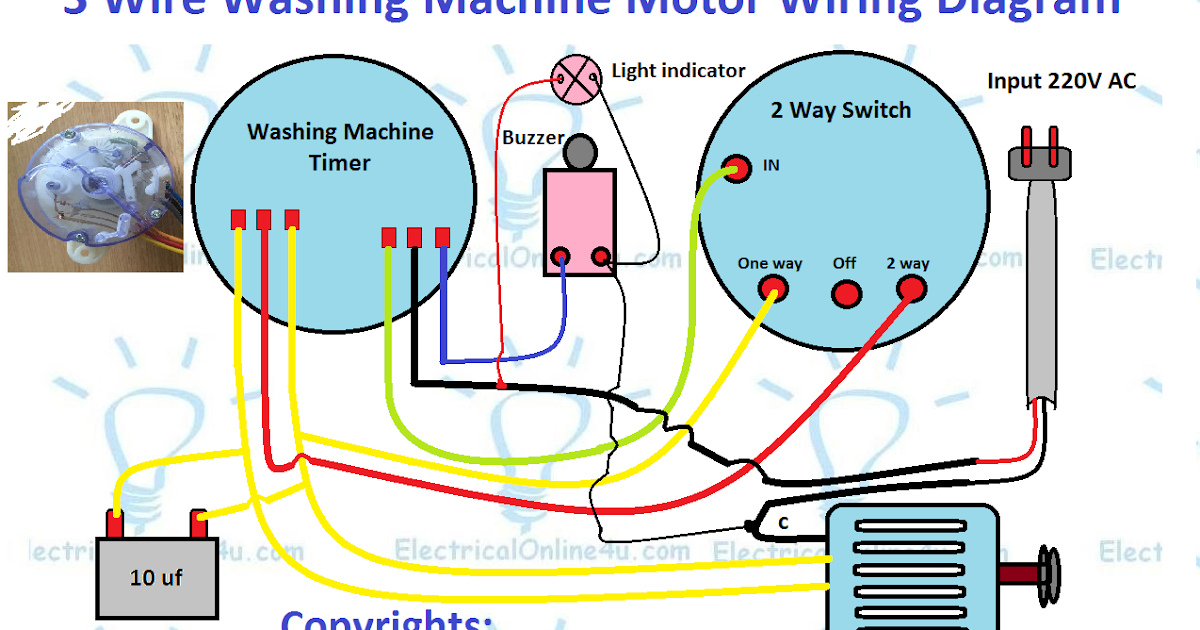 3 Wire Washing Machine Motor Wiring Diagram Electricalonline4u