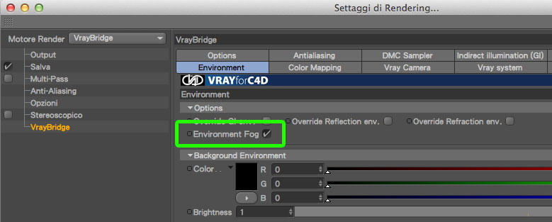 Environment Fog Cinema4D Vray