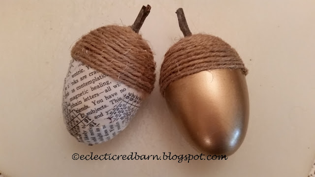 Eclectic Red Barn: Decorated Acorns with paint and paper