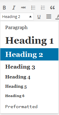 heading format in wordpress
