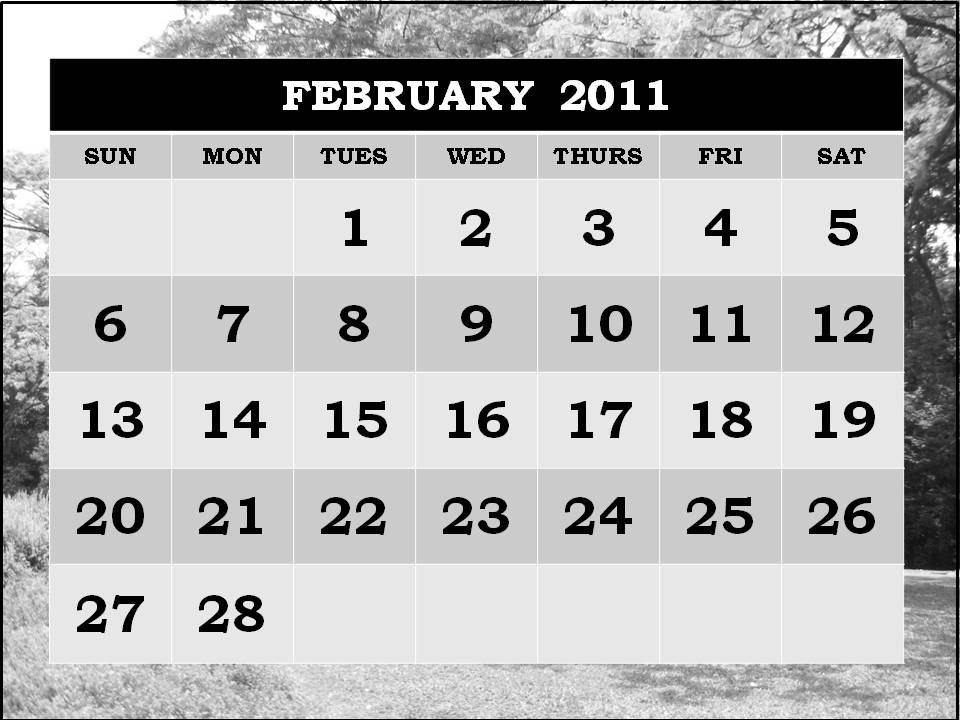 february 2011 calendar print out. 2011 February printout