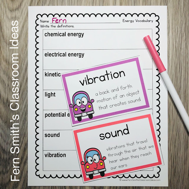 Click Here to Download Energy - A Third Grade Science Vocabulary Unit to Use in Your Classroom Today!